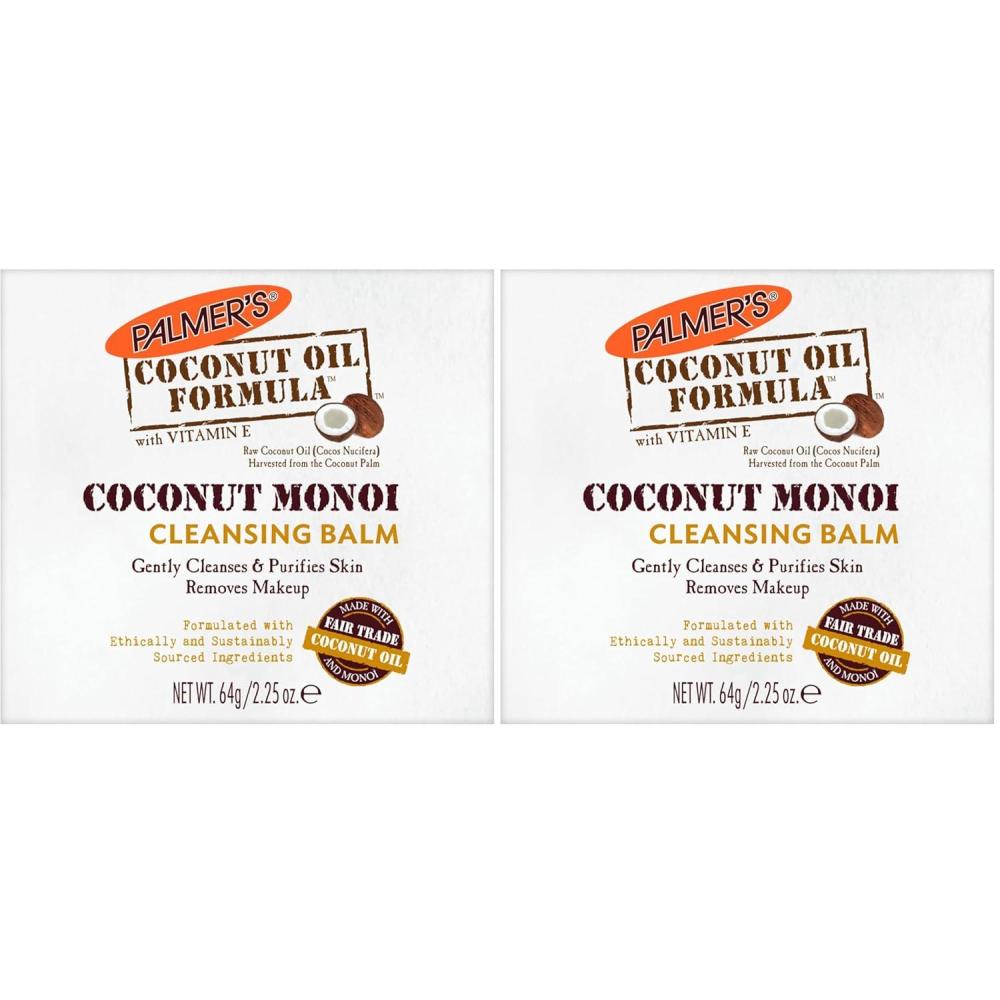 Palmer’s Coconut Oil Formula, Coconut Monoi Facial Cleansing Balm and Makeup Remover, 2.25 Ounces(2.25 Ounce (Pack of 2))
