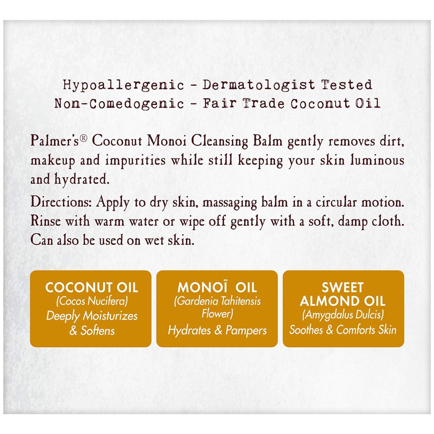 Palmer’s Coconut Oil Formula, Coconut Monoi Facial Cleansing Balm and Makeup Remover, 2.25 Ounces(2.25 Ounce (Pack of 2)) - view 3