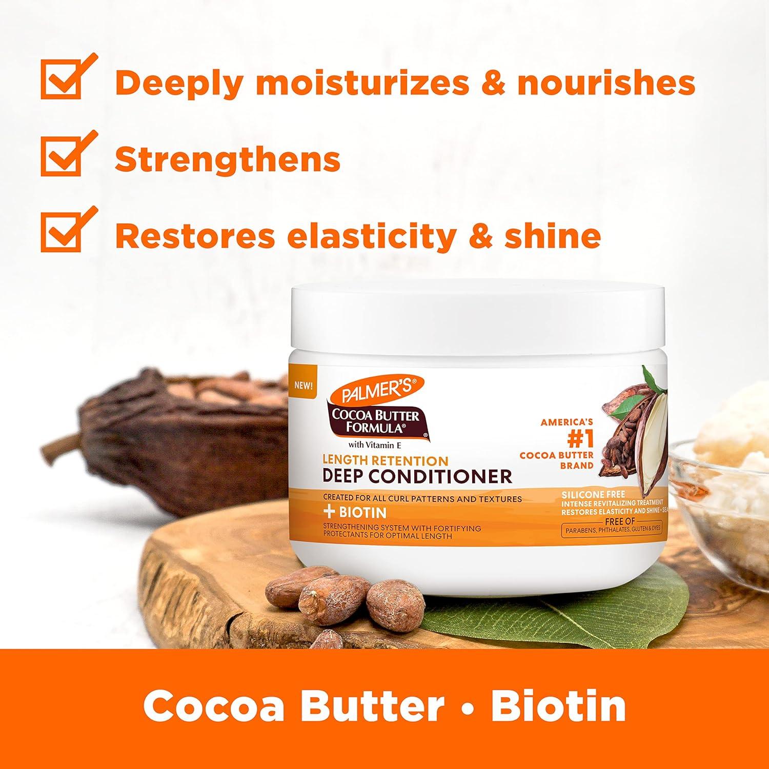 Palmer’s Cocoa Butter & Biotin Length Retention Deep Conditioner, Strengthen, Nourish and Restore Elasticity and Shine, Suitable for All Curly Hair Patterns 8.5 Ounce - view 3