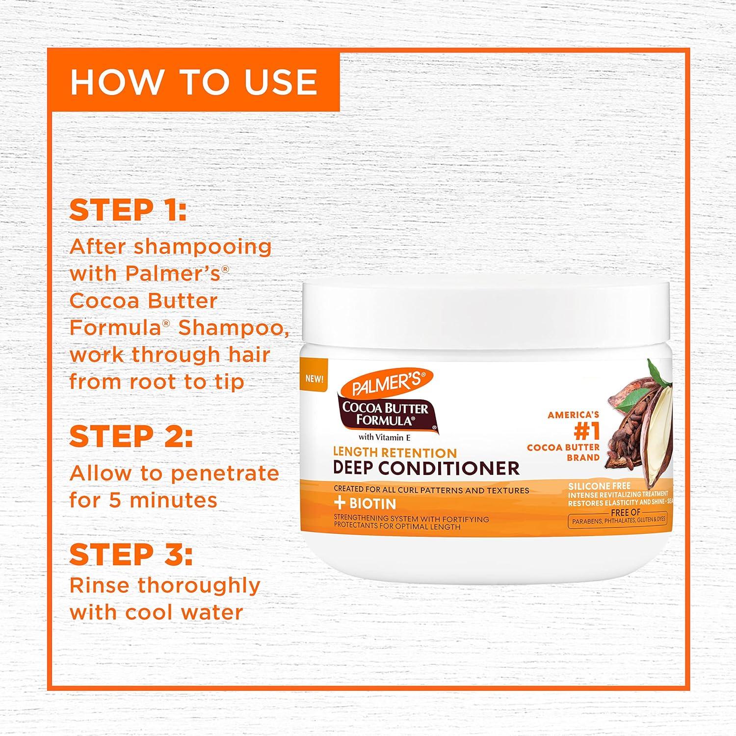 Palmer’s Cocoa Butter & Biotin Length Retention Deep Conditioner, Strengthen, Nourish and Restore Elasticity and Shine, Suitable for All Curly Hair Patterns 8.5 Ounce - view 5