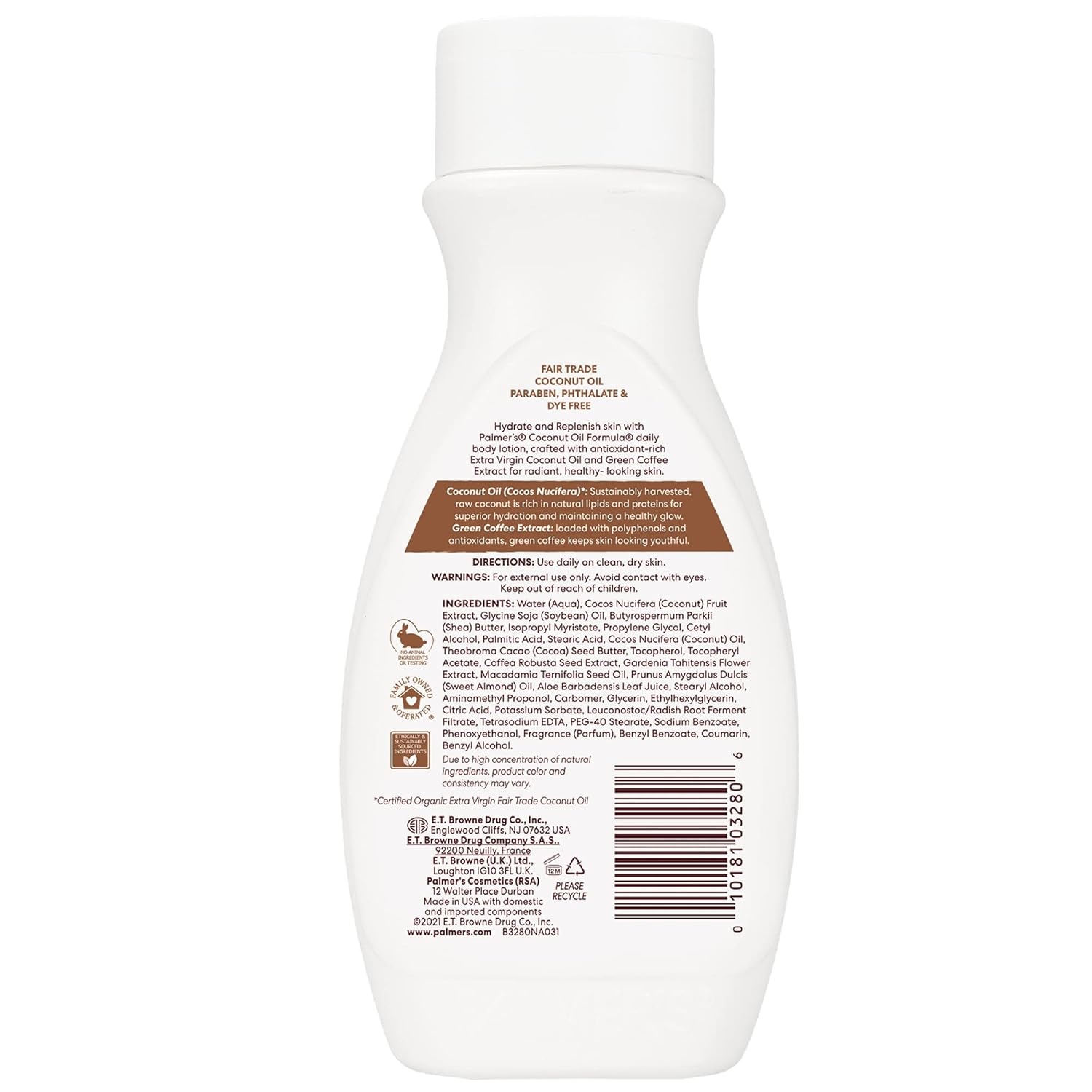 Palmer’s Coconut Oil Formula Body Lotion for Dry Skin, Hand & Body Moisturizer with Green Coffee Extract & Vitamin E, Flip Cap Bottle, 8.5 Fl Oz (Pack of 1)(WHITE) - view 2