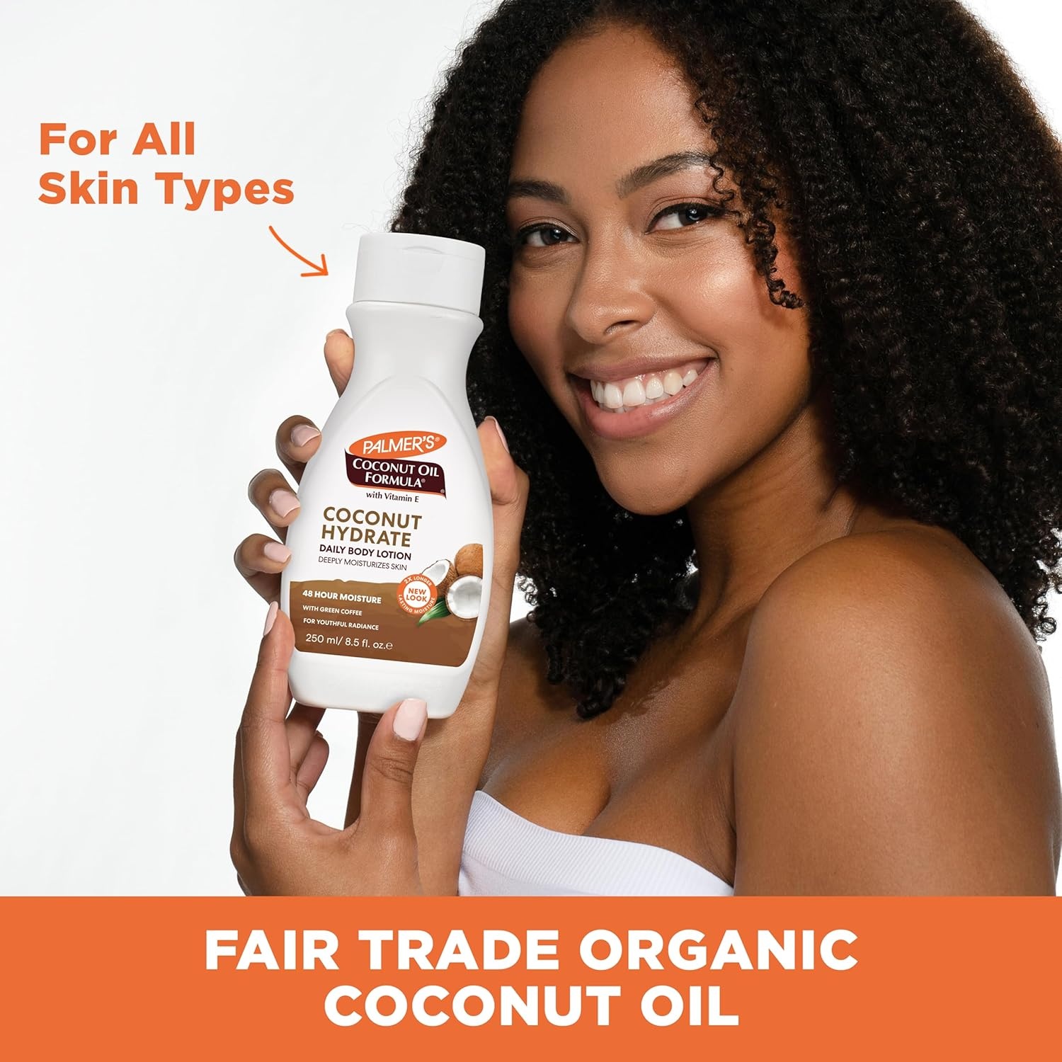 Palmer’s Coconut Oil Formula Body Lotion for Dry Skin, Hand & Body Moisturizer with Green Coffee Extract & Vitamin E, Flip Cap Bottle, 8.5 Fl Oz (Pack of 1)(WHITE) - view 6
