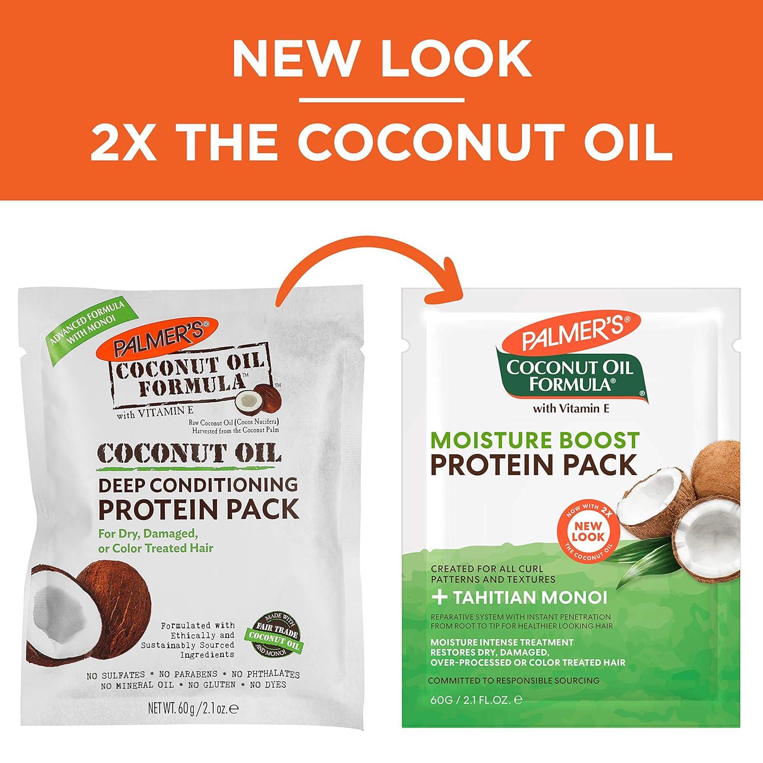 Palmer’s Coconut Oil Formula Moisture Boost Protein Pack, Hair Treatment for Dry, Damaged, Over-Processed and Colored Hair, 2.1 Ounce (Pack of 12) - view 2
