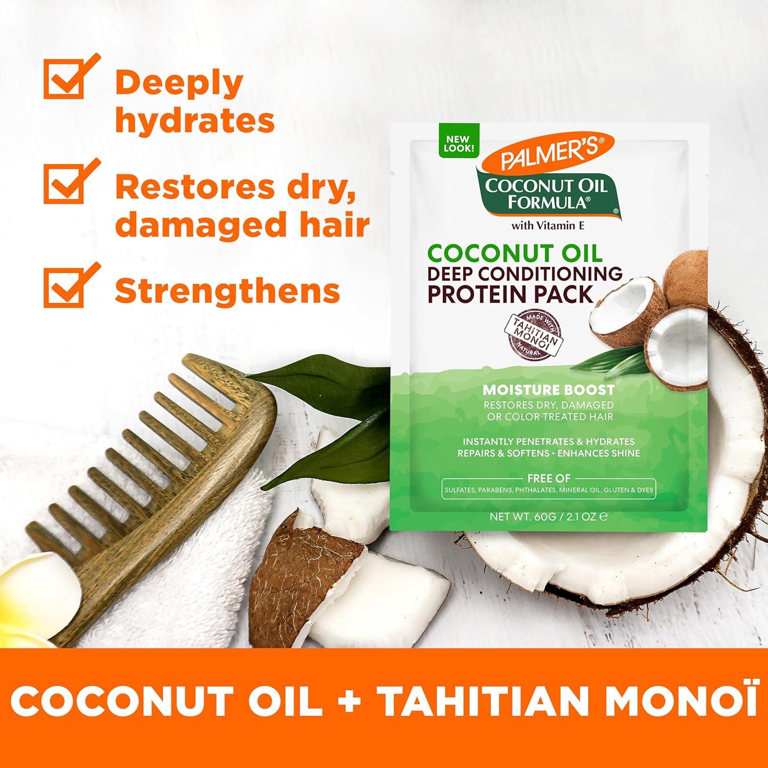 Palmer’s Coconut Oil Formula Moisture Boost Protein Pack, Hair Treatment for Dry, Damaged, Over-Processed and Colored Hair, 2.1 Ounce (Pack of 12) - view 4