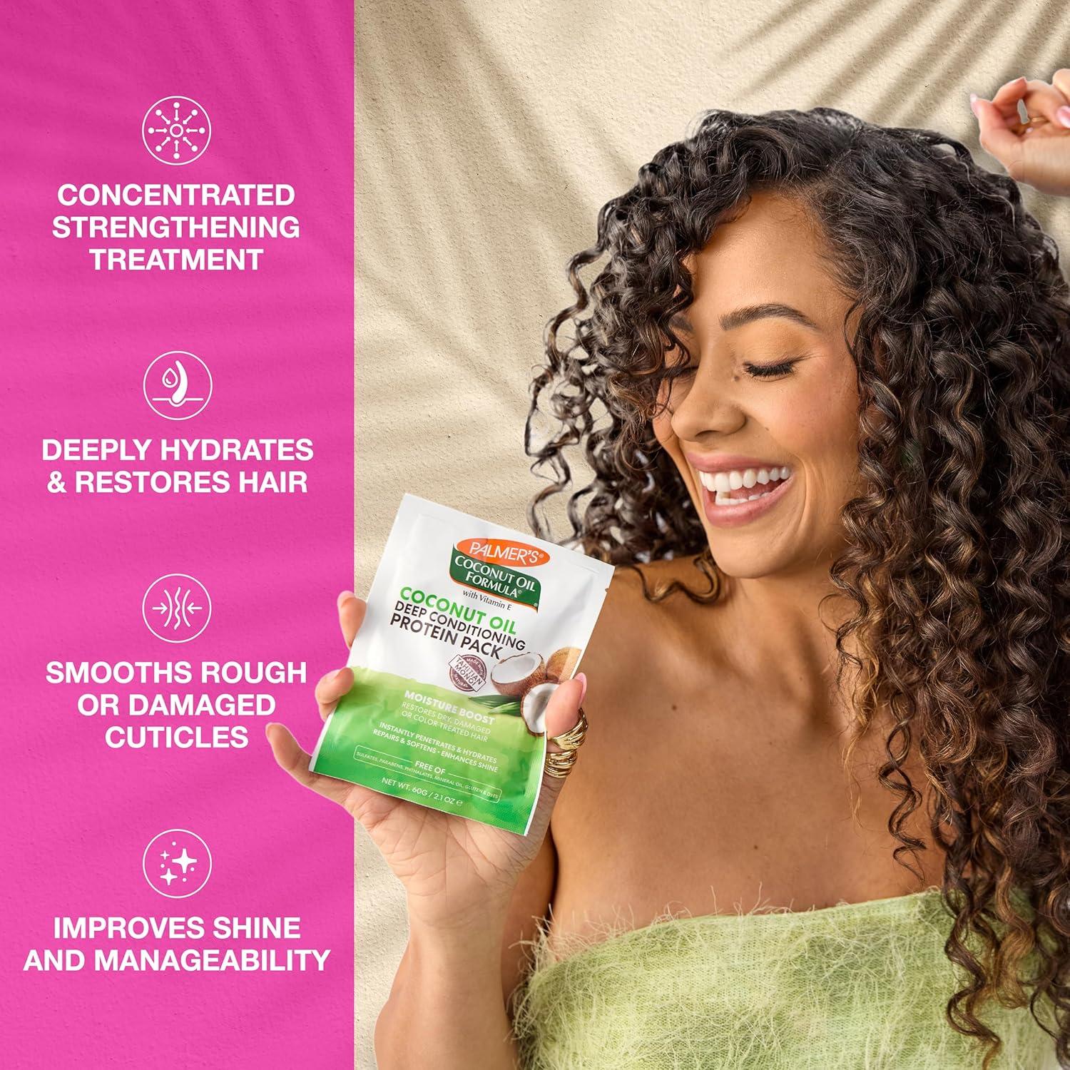 Palmer’s Coconut Oil Formula Moisture Boost Protein Pack, Hair Treatment for Dry, Damaged, Over-Processed and Colored Hair, 2.1 Ounce (Pack of 12) - view 5