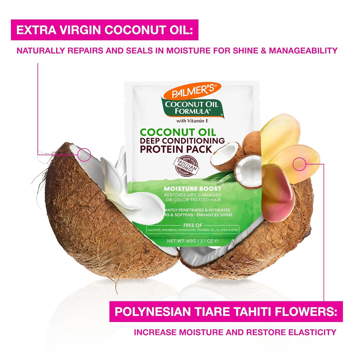 Palmer’s Coconut Oil Formula Moisture Boost Protein Pack, Hair Treatment for Dry, Damaged, Over-Processed and Colored Hair, 2.1 Ounce (Pack of 12) - view 6