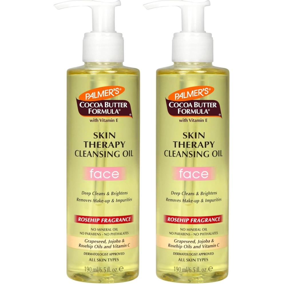 Palmer’s Cocoa Butter Formula Skin Therapy Cleansing Oil, Gentle Makeup Remover with Rosehip Oil and Vitamin C, 6.5 Ounce(6.5 Fl Oz (Pack of 2))
