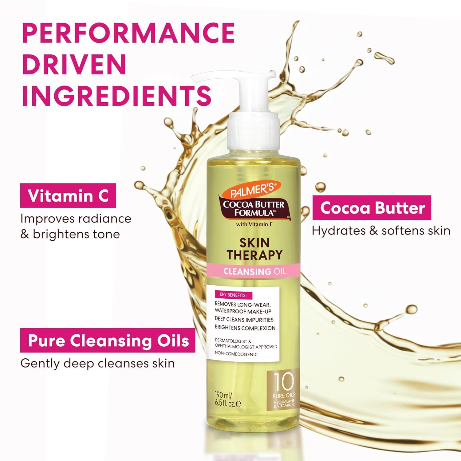 Palmer’s Cocoa Butter Formula Skin Therapy Cleansing Oil, Gentle Makeup Remover with Rosehip Oil and Vitamin C, 6.5 Ounce(6.5 Fl Oz (Pack of 2)) - view 5