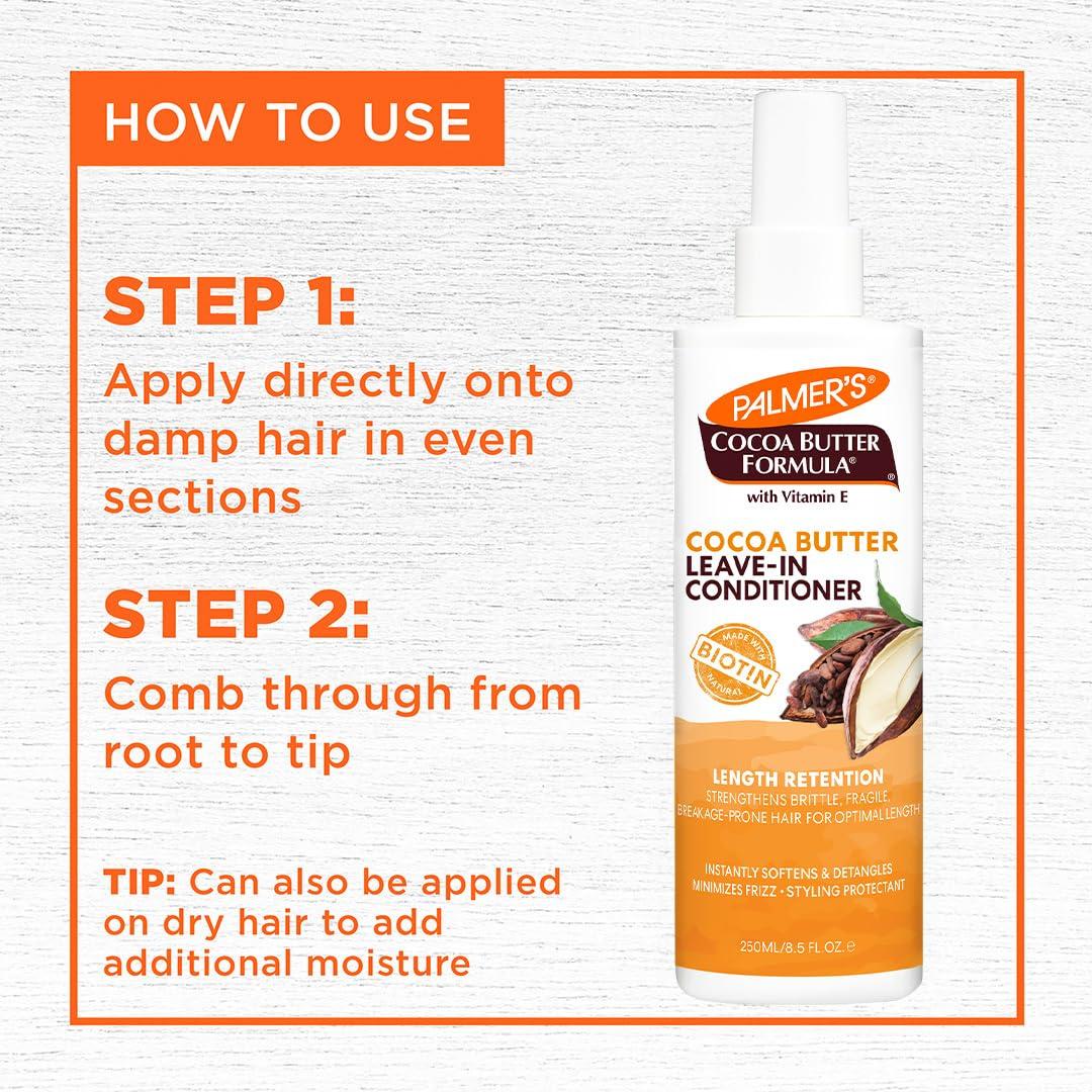 Palmer’s Cocoa Butter & Biotin Length Retention Leave-In Conditioner, Strengthen, Minimize Frizz and Detangle Hair, Suitable for All Curly Hair Patterns 8.5 Ounce(8.5 Fl Oz) - view 5