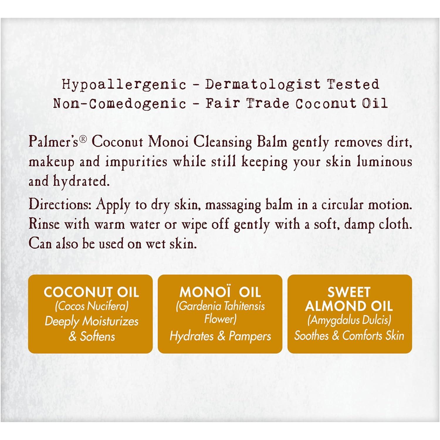 Palmer’s Coconut Oil Formula, Coconut Monoi Facial Cleansing Balm and Makeup Remover, 2.25 Ounces(2.25 Ounce (Pack of 1)) - view 2