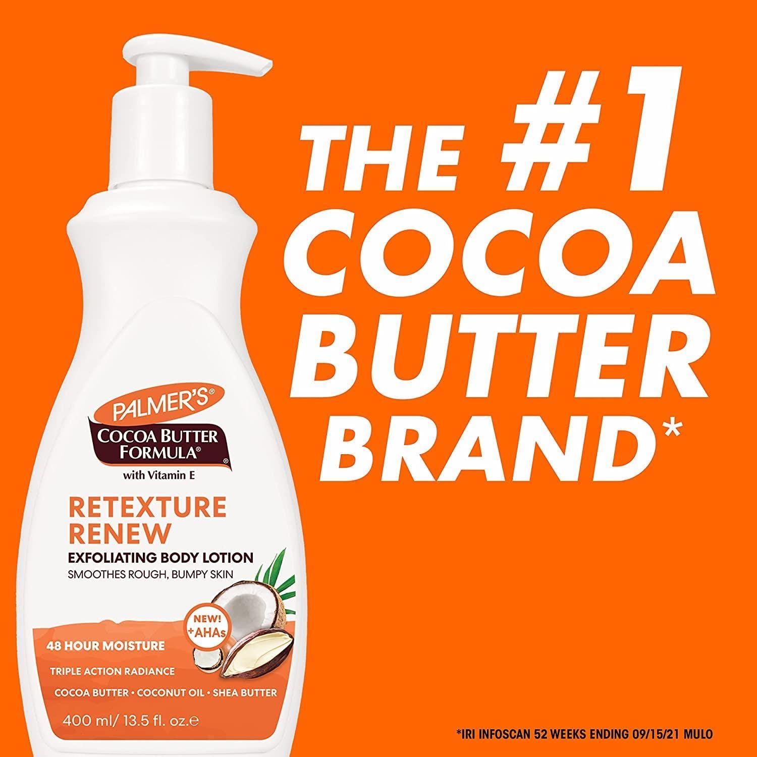 Palmer’s Cocoa Butter Formula Retexture & Renew Exfoliating Body Lotion for Rough & Bumpy Skin, Triple Action Moisturizers + AHAs, Pump Bottle, 13.5 Ounce(13.5 Fl Oz (Pack of 1)) - view 4