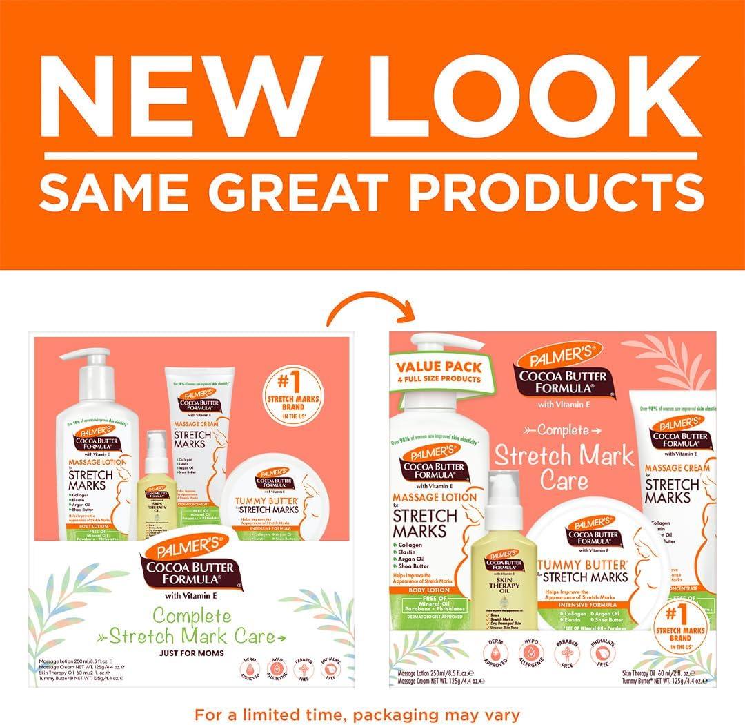 Palmer’s Cocoa Butter Formula Pregnancy Skin Care Kit for Stretch Marks and Scars, Dermatologist Approved, Gift for Mom to Be, 4 Piece Full Size Set - view 2