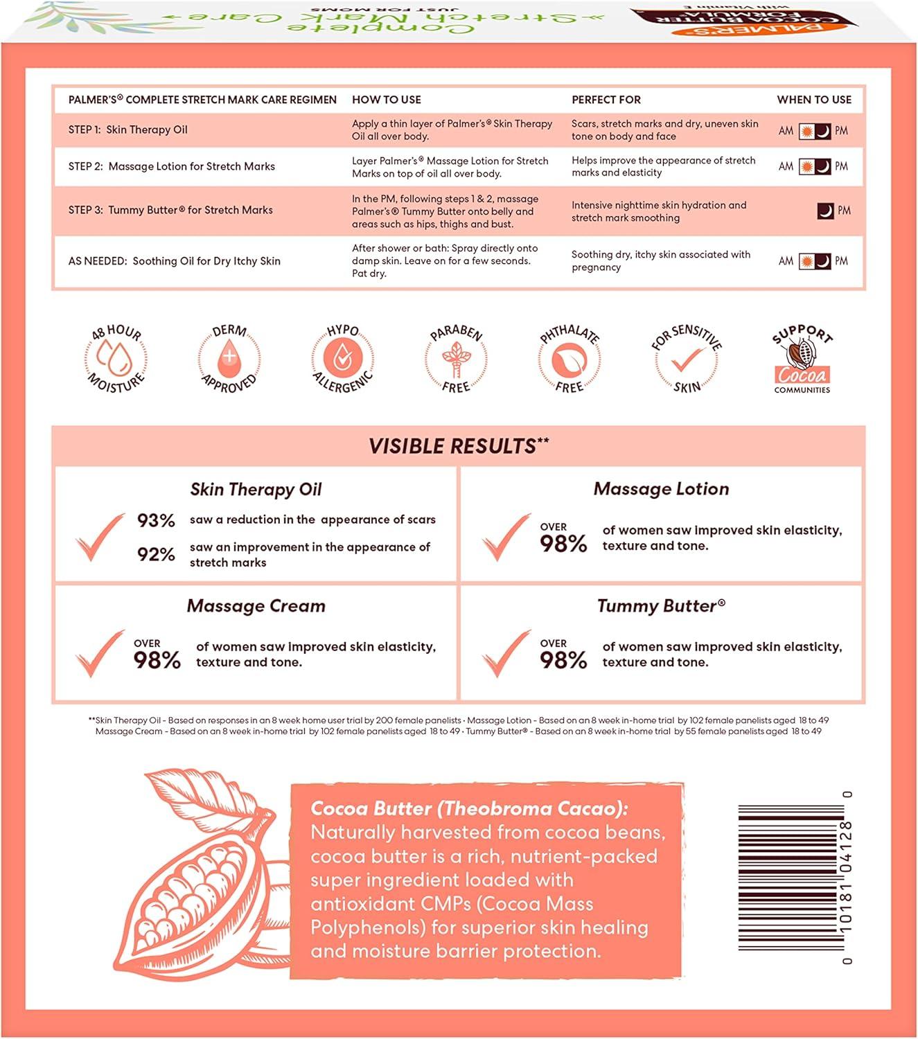 Palmer’s Cocoa Butter Formula Pregnancy Skin Care Kit for Stretch Marks and Scars, Dermatologist Approved, Gift for Mom to Be, 4 Piece Full Size Set - view 3
