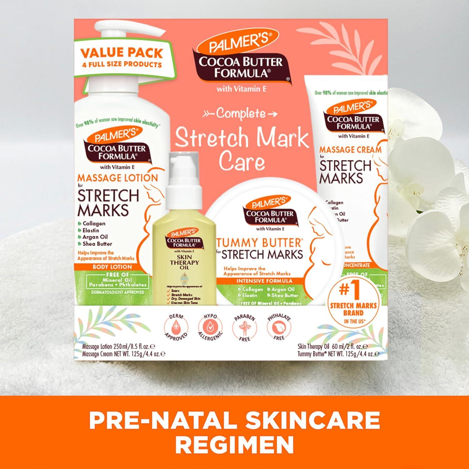 Palmer’s Cocoa Butter Formula Pregnancy Skin Care Kit for Stretch Marks and Scars, Dermatologist Approved, Gift for Mom to Be, 4 Piece Full Size Set - view 4
