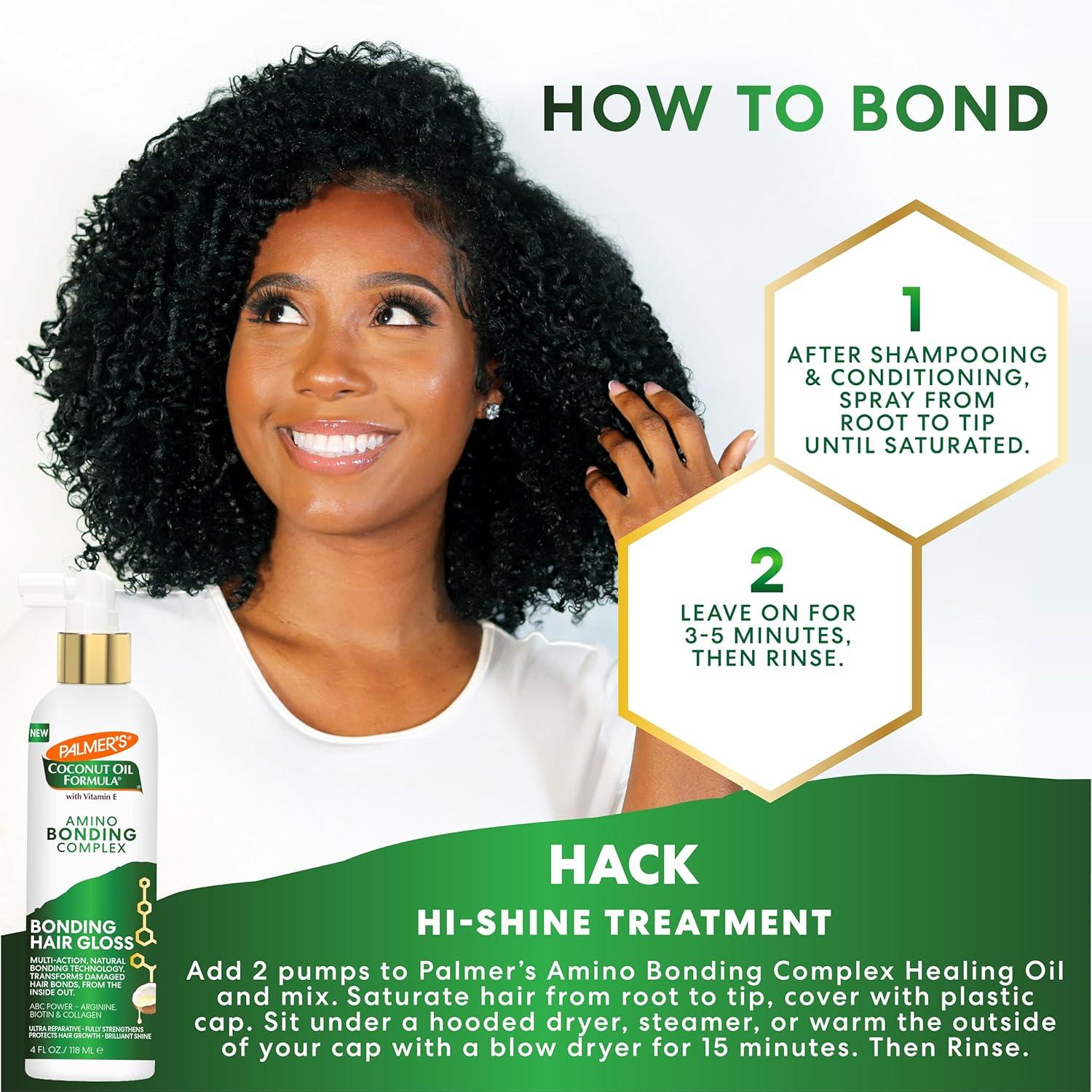 Palmer’s Amino Bonding Complex Hair Gloss, Hair Shine Spray with Coconut Oil & Vitamin E, Hydrating, Heat Protectant, Anti Frizz, Adds Shine & Protects Hair Growth, All Hair Types, 4 fl. oz - view 5