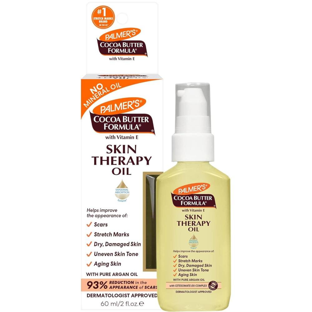 Palmer’s Cocoa Butter Formula Skin Therapy Moisturizing Body Oil with Vitamin E & Pure Argan Oil, Deep Body Moisturizer for Dry, Damaged Skin, Scars or Stretch Marks, 2 Ounces