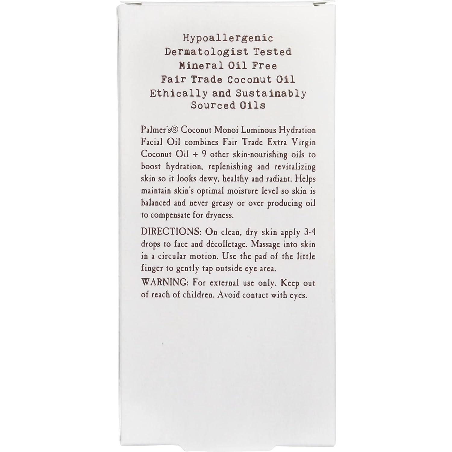 Palmer’s Coconut Oil Formula Coconut Monoi Luminous Hydration Facial Oil, 1 Ounce(1 Fl Oz (Pack of 1)) - view 7