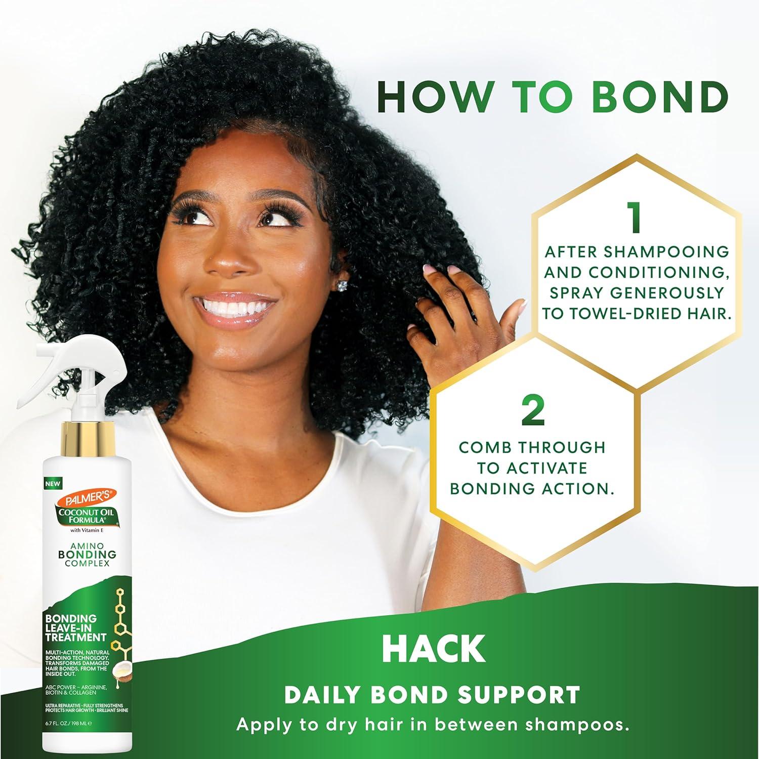 Palmer’s Amino Bonding Complex Hair Treatment, Leave-In Conditioner Spray with Coconut Oil & Vitamin E, Heat Protectant, Anti Frizz, Strengthens & Protects Hair Growth, All Hair Types, 6.7 fl. oz - view 5