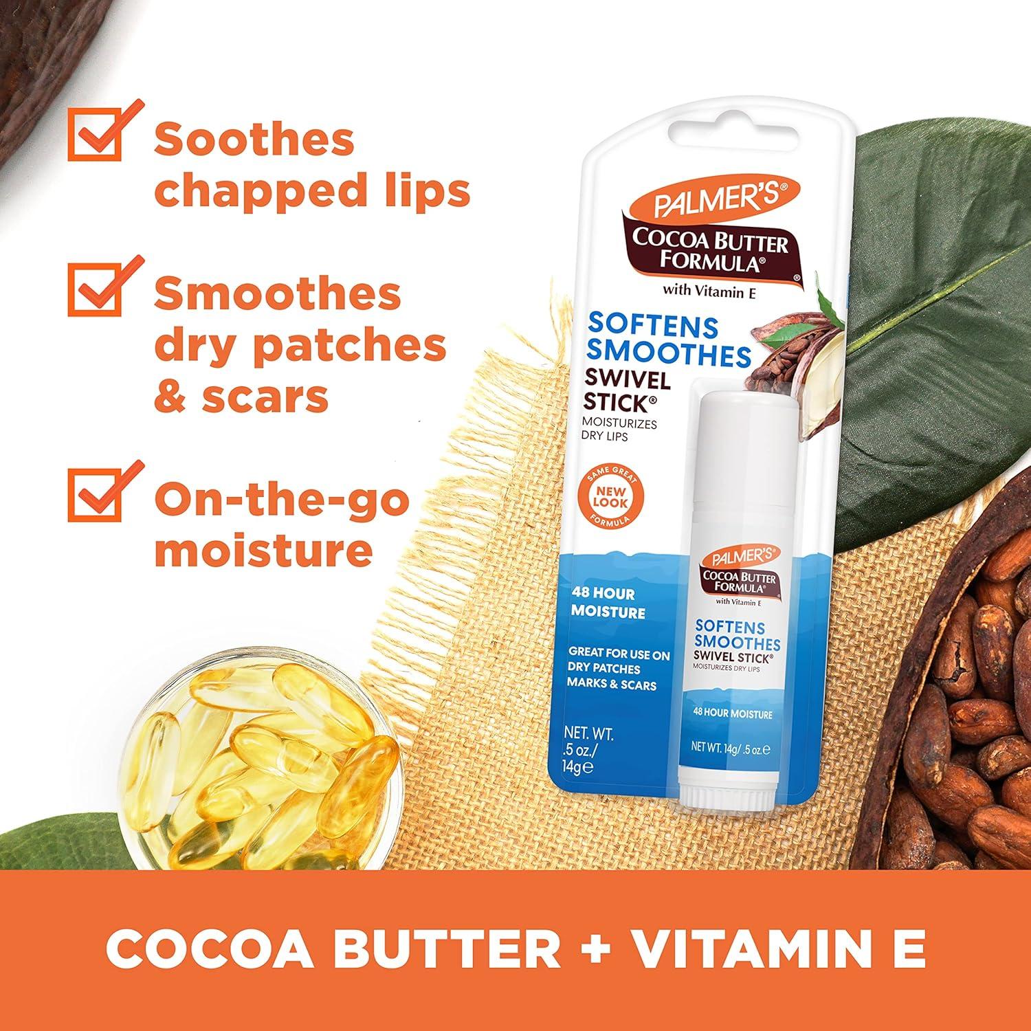Palmer’s Cocoa Butter Formula Moisturizing Swivel Stick with Vitamin E, Lip Balm for Beach Bag, Face & Body Moisturizer Stick, Ideal for Treating Dry Skin Patches (1 Count)(B004KU9PN4) - view 5