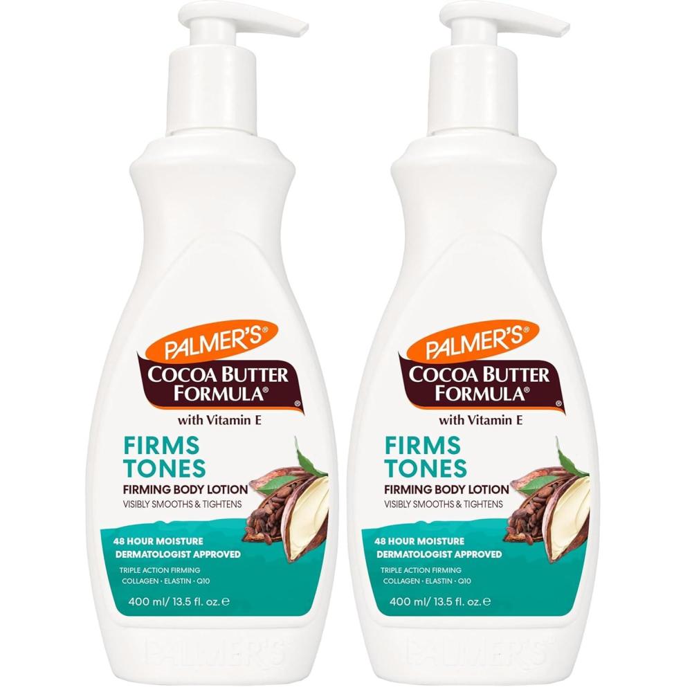 Palmer’s Cocoa Butter Formula Skin Firming Body Lotion, Toning & Tightening Cream with Q10, Collagen & Elastin, Pump Bottle, 13.5 Oz.(13.5 Fl Oz (Pack of 2))