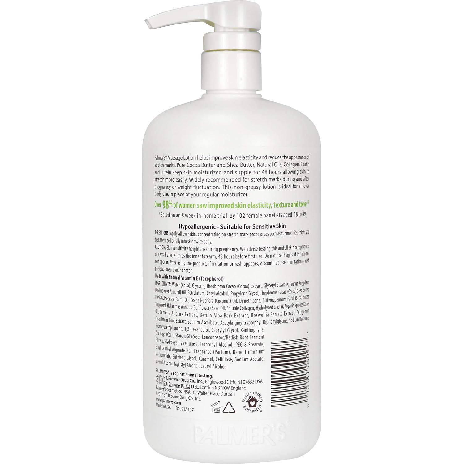 Palmer’s Cocoa Butter Formula Massage Lotion For Stretch Marks, Pregnancy Skin Care, Belly Cream with Collagen, Elastin, Argan OIl and Shea Butter, 33.8 Ounces - view 2
