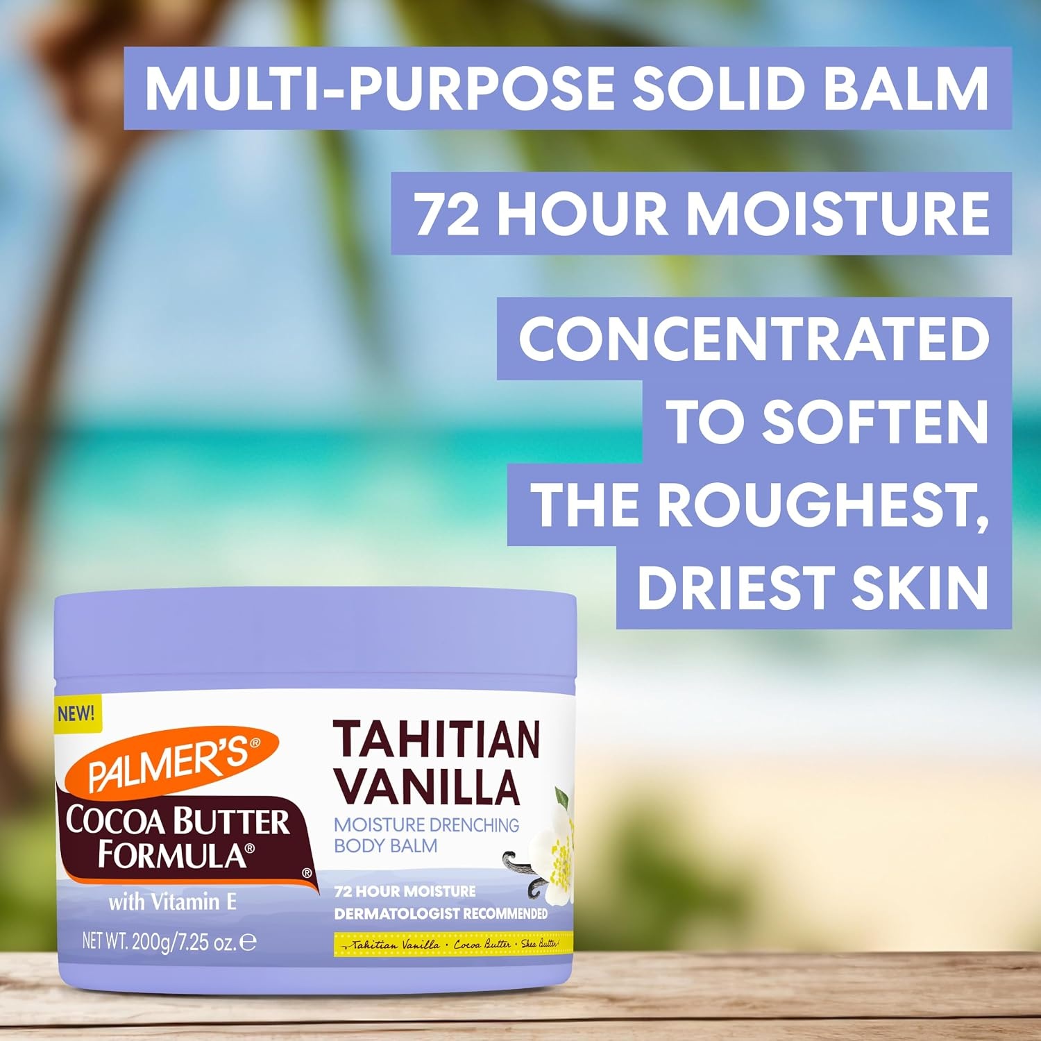 Palmers Cocoa Butter Formula, Tahitian Vanilla Moisture Drenching Body Balm (7.25 oz), Warm Vanilla Body Moisturizer for Dry Skin, Softens & Nourishes, 72-Hour Moisture, Dermatologist Approved - view 3