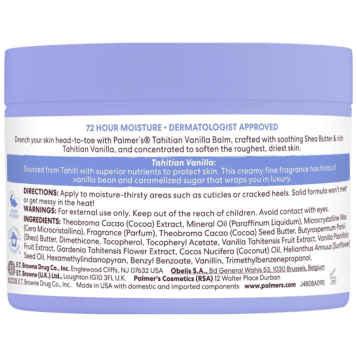 Palmers Cocoa Butter Formula, Tahitian Vanilla Moisture Drenching Body Balm (7.25 oz), Warm Vanilla Body Moisturizer for Dry Skin, Softens & Nourishes, 72-Hour Moisture, Dermatologist Approved - view 8