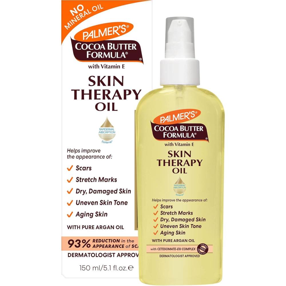 Palmer’s Cocoa Butter Formula Skin Therapy Moisturizing Body Oil with Vitamin E & Pure Argan Oil, Deep Body Moisturizer for Dry, Damaged Skin, Scars or Stretch Marks, 5.1 Fl Oz (Pack of 3)
