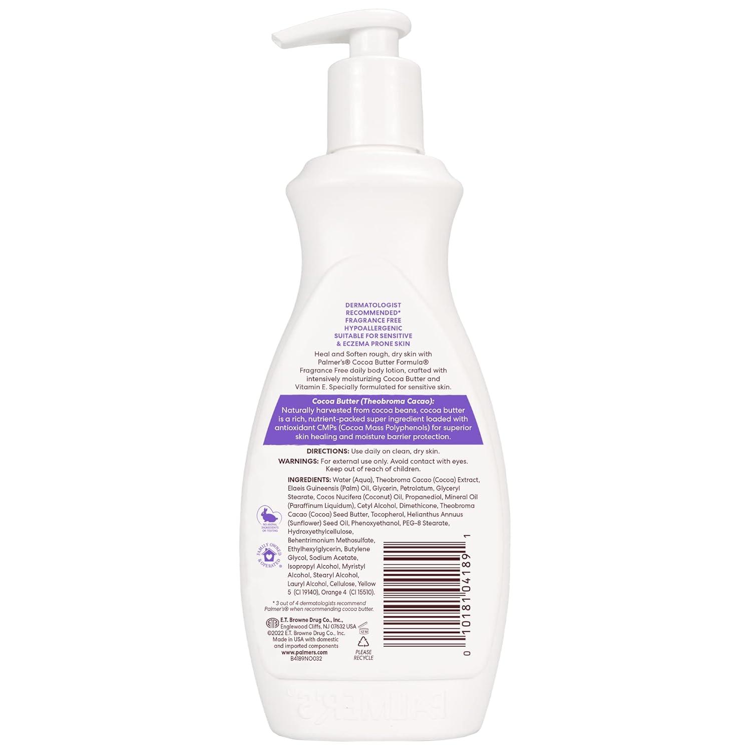 Palmer’s Cocoa Butter Formula Daily Skin Therapy Fragrance Free Lotion for Dry Skin, Unscented Body Lotion, Pump Bottle, 13.5 Fl Oz(Fragrance Free) - view 2