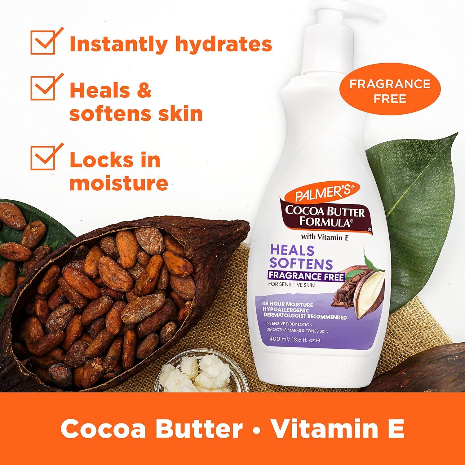 Palmer’s Cocoa Butter Formula Daily Skin Therapy Fragrance Free Lotion for Dry Skin, Unscented Body Lotion, Pump Bottle, 13.5 Fl Oz(Fragrance Free) - view 3