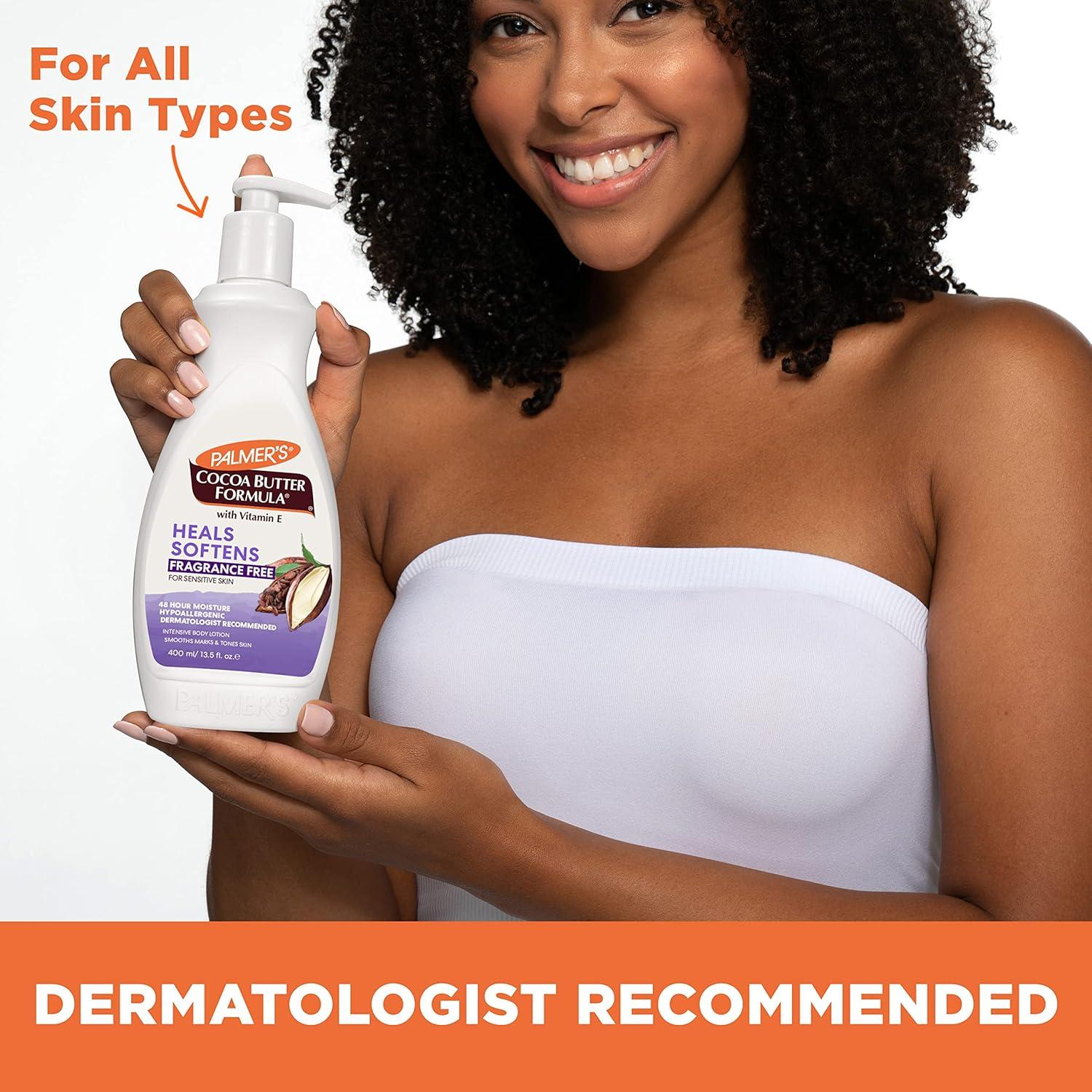 Palmer’s Cocoa Butter Formula Daily Skin Therapy Fragrance Free Lotion for Dry Skin, Unscented Body Lotion, Pump Bottle, 13.5 Fl Oz(Fragrance Free) - view 6