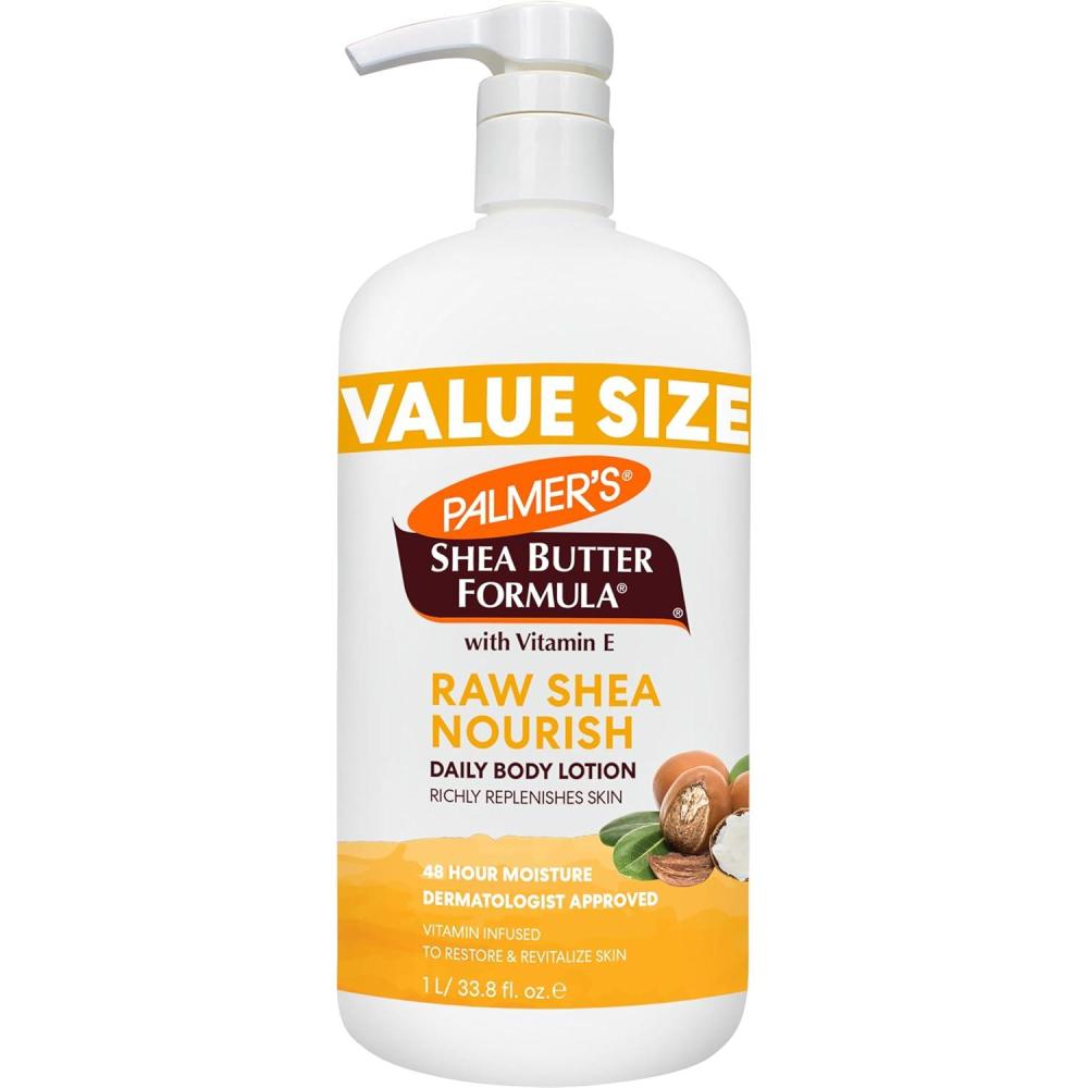 Palmer’s Shea Formula Raw Shea Body Lotion for Dry Skin, Hand & Body Moisturizer, Value Size Pump Bottle, 33.8 Ounces (Pack of 1)(33.8 Fl Oz (Pack of 1))