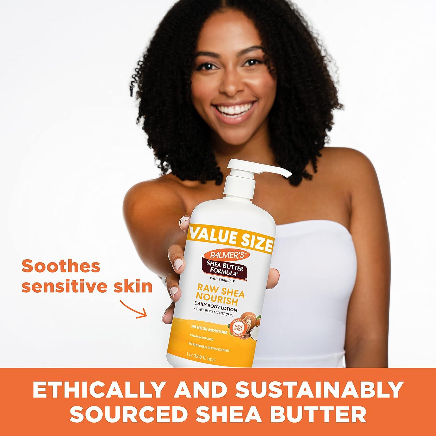 Palmer’s Shea Formula Raw Shea Body Lotion for Dry Skin, Hand & Body Moisturizer, Value Size Pump Bottle, 33.8 Ounces (Pack of 1)(33.8 Fl Oz (Pack of 1)) - view 6