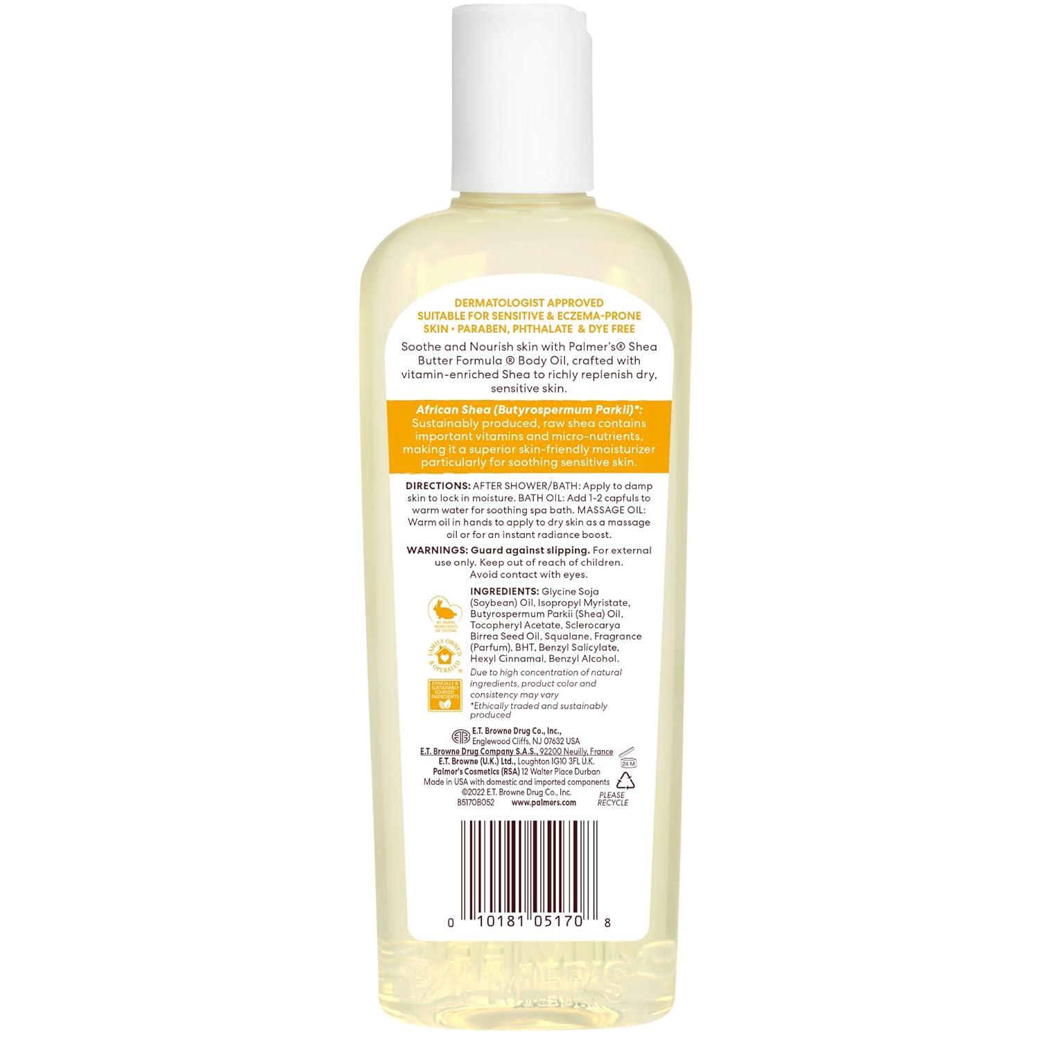 Palmer’s Shea Formula Raw Shea Body Oil with Vitamin E, Deep Body Moisturizer to Soothe & Nourish Dry, Sensitive & Eczema-Prone Skin, 8.5 oz - view 2