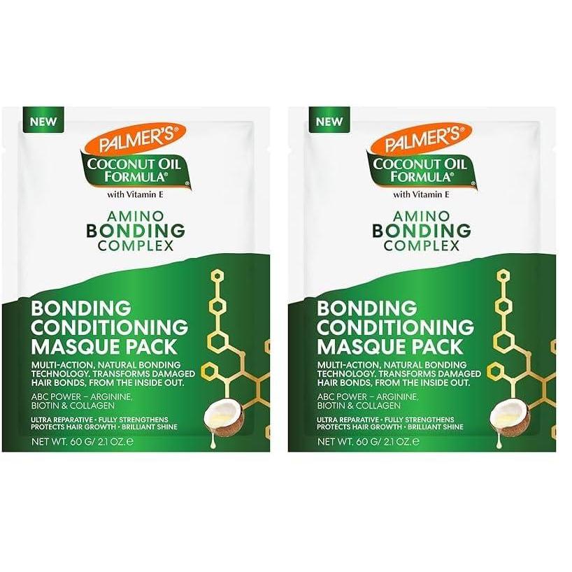 Palmer’s Amino Bonding Complex Hair Mask, Intense Conditioning Masque Pack with Coconut Oil & Vitamin E, Heat Protectant, Anti Frizz, Adds Shine, Protects Hair Growth, All Hair Types, 2.1 oz packette(2.1 Fl Oz (Pack of 2))