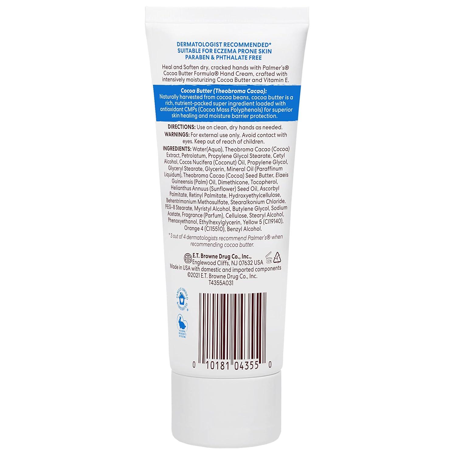 Palmer’s Cocoa Butter Formula Hand Cream for Dry, Cracked Skin. Travel Size Hand Lotion, 3.4 Ounce(3.4 Fl Oz (Pack of 2)) - view 2