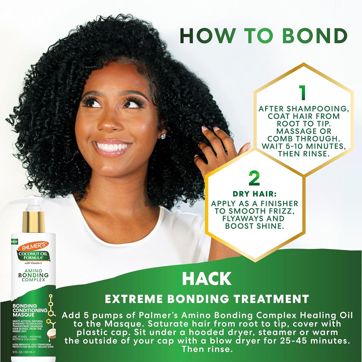 Palmer’s Amino Bonding Complex Hair Mask, Intense Conditioning Masque Pack with Coconut Oil & Vitamin E, Heat Protectant, Anti Frizz, Adds Shine, Protects Hair Growth, All Hair Types, 2.1 oz packette(12 Fl Oz (Pack of 1)) - view 5