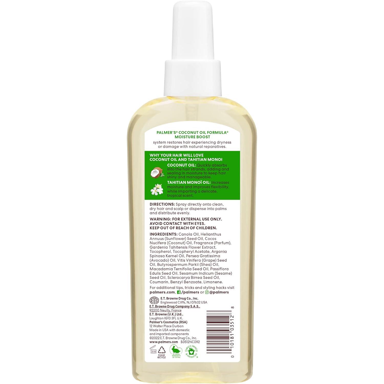 Palmer’s Coconut Oil Moisture Boost, Restorative Hair and Scalp Oil Spray, Lasting Hydration and Shine for Dry or Damaged Hair, Promotes Scalp Health, 5.1 Oz(5.1 Ounce (Pack of 1)) - view 2