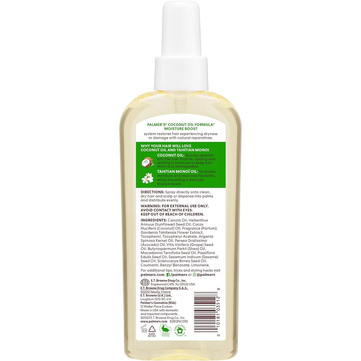 Palmer’s Coconut Oil Moisture Boost, Restorative Hair and Scalp Oil Spray, Lasting Hydration and Shine for Dry or Damaged Hair, Promotes Scalp Health, 5.1 Oz(5.1 Ounce (Pack of 1)) - view 7