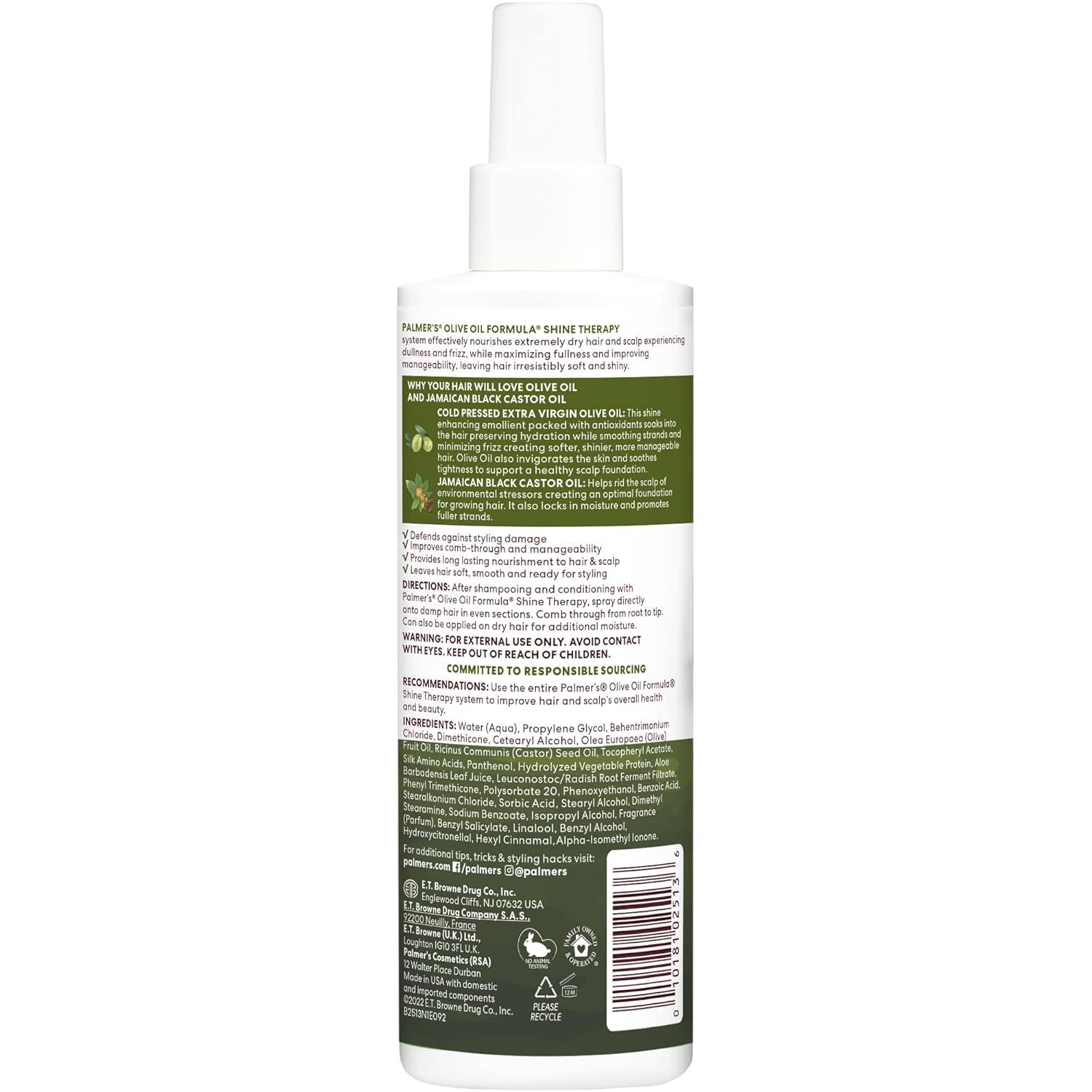 Palmer’s Olive Oil Formula Leave In Conditioner Spray, Shine Therapy, Instantly Detangle, Soften and Smooth Textured and Curly Hair, 8.5 Ounces(8.5 Fl Oz (Pack of 2)) - view 2