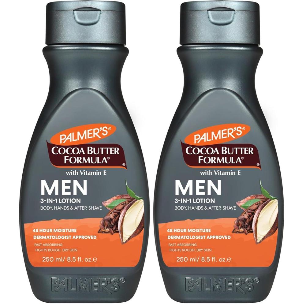 Palmer’s Cocoa Butter Formula Men’s 3-in-1 Fast Absorbing Face & Body Lotion, 8.5 oz.(8.5 Fl Oz (Pack of 2))