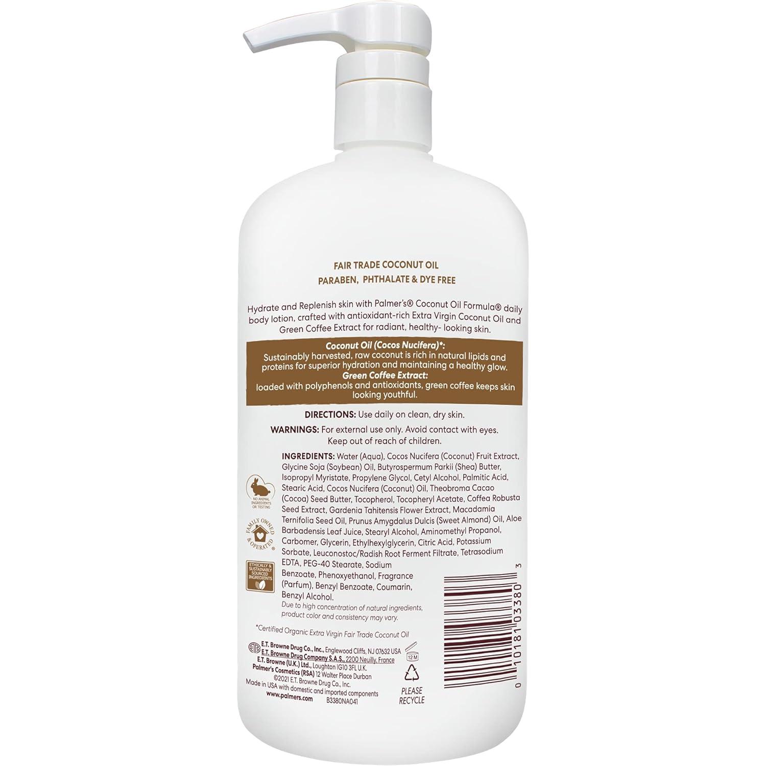 Palmer’s Coconut Oil Formula Body Lotion for Dry Skin, Hand & Body Moisturizer with Green Coffee Extract & Vitamin E, Value Size Pump Bottle, 33.8 Fl Oz (Pack of 1) - view 2
