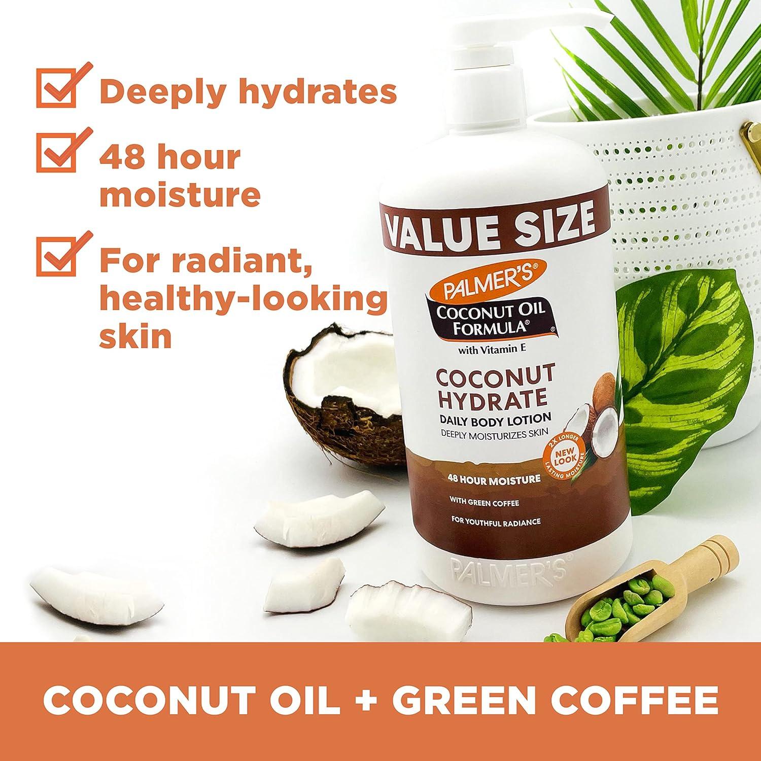 Palmer’s Coconut Oil Formula Body Lotion for Dry Skin, Hand & Body Moisturizer with Green Coffee Extract & Vitamin E, Value Size Pump Bottle, 33.8 Fl Oz (Pack of 1) - view 3