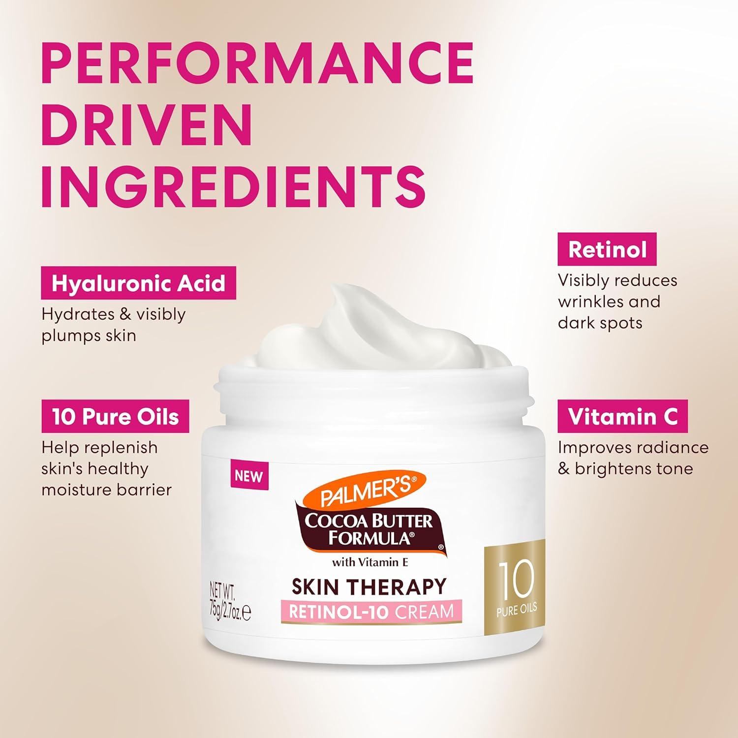 Palmer’s Cocoa Butter Formula Face Cream, Skin Therapy Retinol-10 Moisturizer, 2.7 Oz, Vitamin E & Hyaluronic Acid, Helps Reduce Fine Lines & Uneven Skin Tone, 48Hr Moisture, Dermatologist Approved - view 4