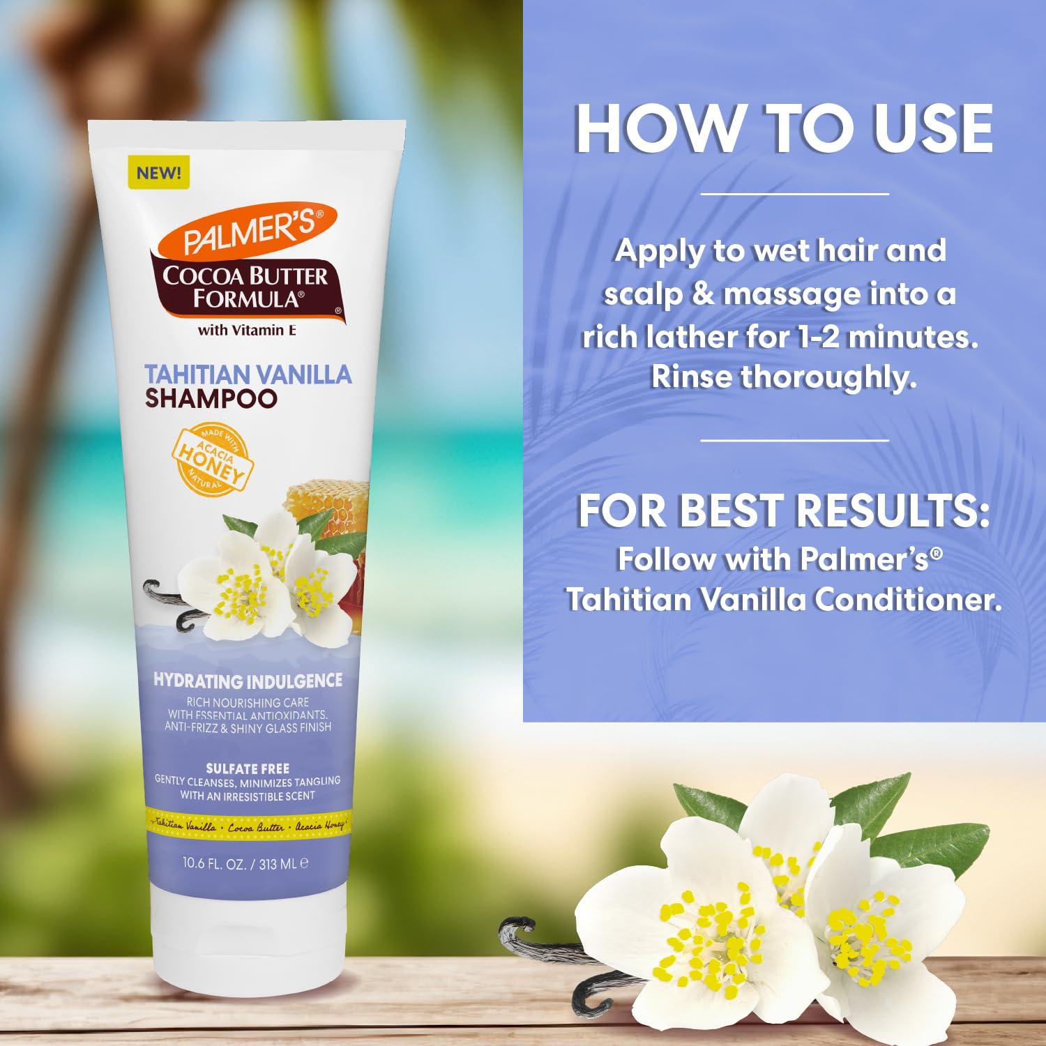 Palmer’s Cocoa Butter Formula, Tahitian Vanilla Hair Shampoo,(10.6 Fl Oz), Hydrating & Moisturizing Shampoo with Vitamin E & Acacia Honey for Shine, Smoothness & Frizz Control, All Hair Types - view 5