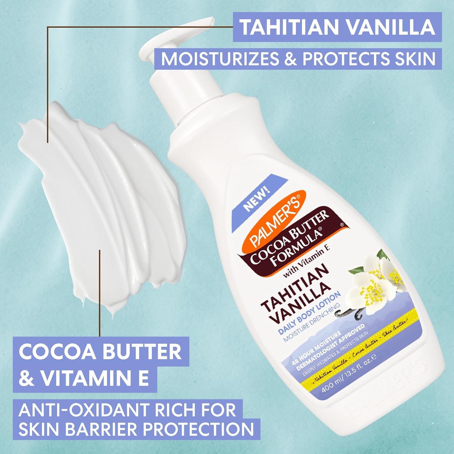 Palmer’s Cocoa Butter Formula Tahitian Vanilla Body Lotion, 13.5 Oz, Daily Moisturizing Lotion for Dry Skin with Shea Butter & Vitamin E, Hydrates & Protects, Helps Provide 48-Hour Deep Moisture(13.5 Ounce (Pack of 1)) - view 5