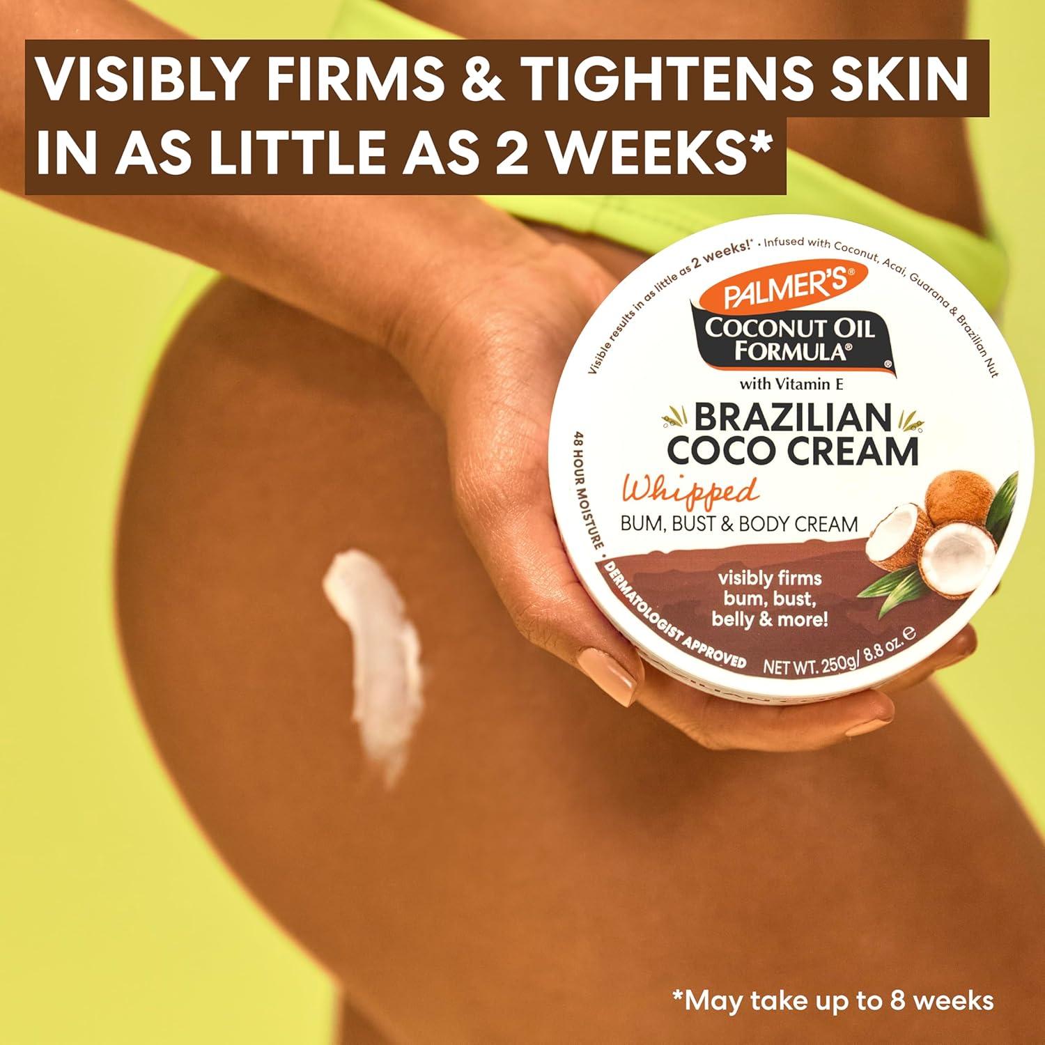 Palmer’s Coconut Oil Formula Brazilian Coco Cream with Vitamin E, 8.8 Fl Oz, Whipped Bum, Bust & Body Cream, Helps with Skin Tightening & Firming - view 3