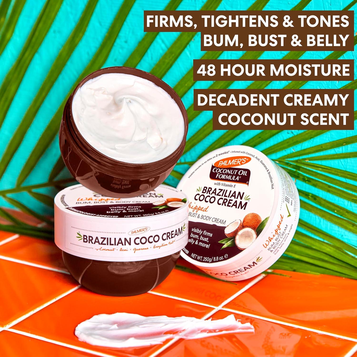 Palmer’s Coconut Oil Formula Brazilian Coco Cream with Vitamin E, 8.8 Fl Oz, Whipped Bum, Bust & Body Cream, Helps with Skin Tightening & Firming - view 4