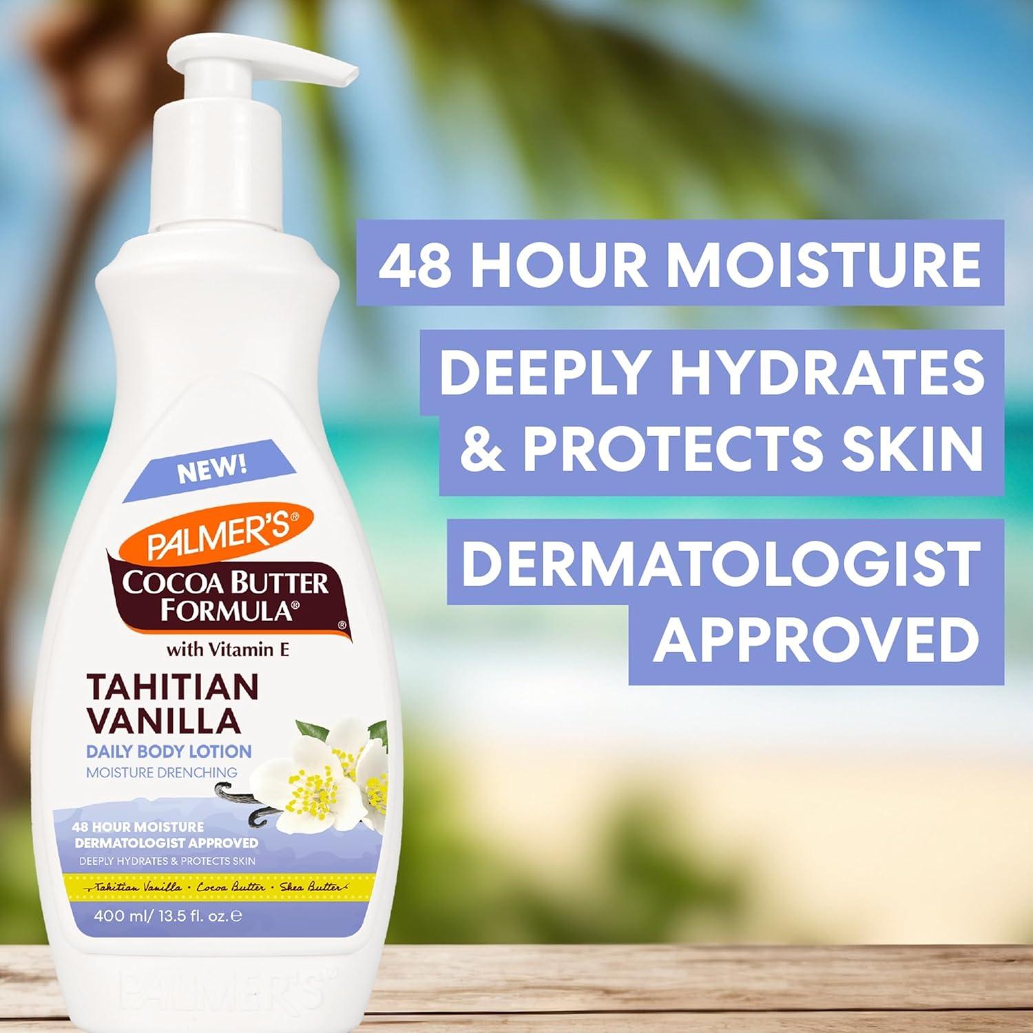Palmer’s Cocoa Butter Formula Tahitian Vanilla Body Lotion, 13.5 Oz, Daily Moisturizing Lotion for Dry Skin with Shea Butter & Vitamin E, Hydrates & Protects, Helps Provide 48-Hour Deep Moisture(13.5 Ounce (Pack of 2)) - view 4