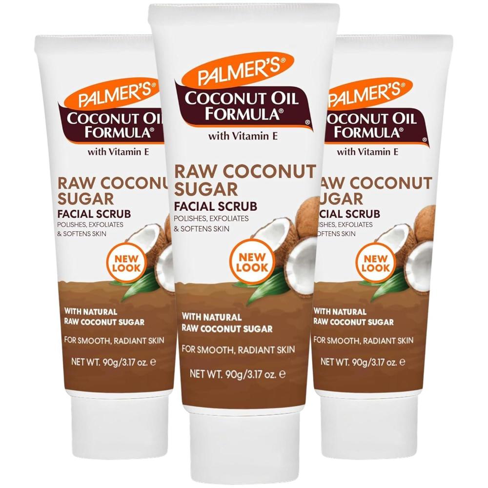 Palmer’s Coconut Oil Formula Coconut Sugar Facial Scrub Exfoliator, Face Scrub to Gently Exfoliate Away Dirt and Dead Skin Cells with Chamomile to Soften & Calm, 3.17 Ounces (Pack of 1)(3.17 Ounce (Pack of 3))